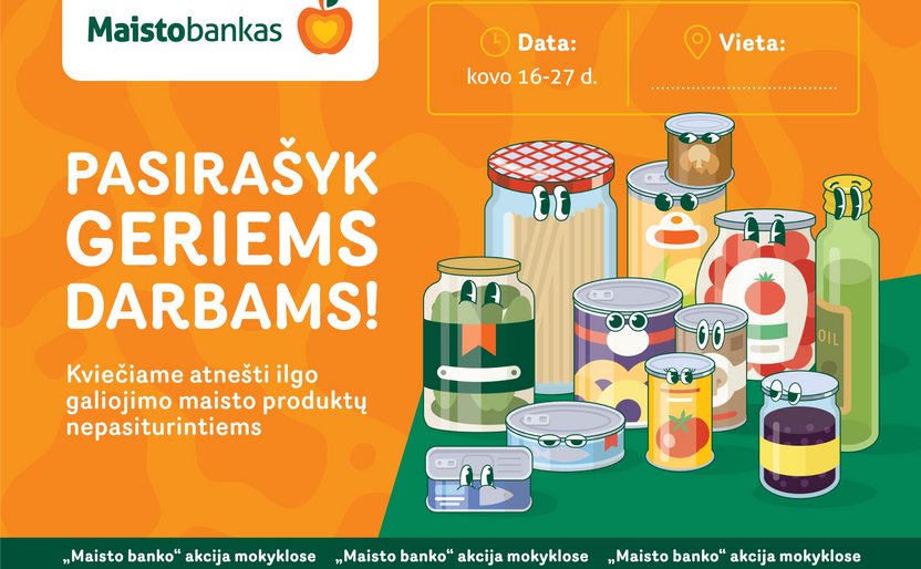 Gimnazija prijungė  prie „Maisto banko“ iniciatyvos „Pasirašyk geriems darbams“