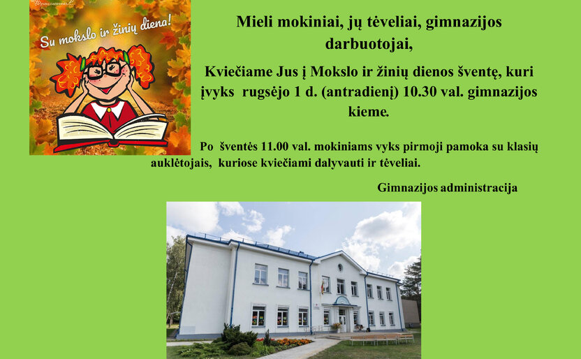 Kvietimas Rugsėjo 1-oosios šventę